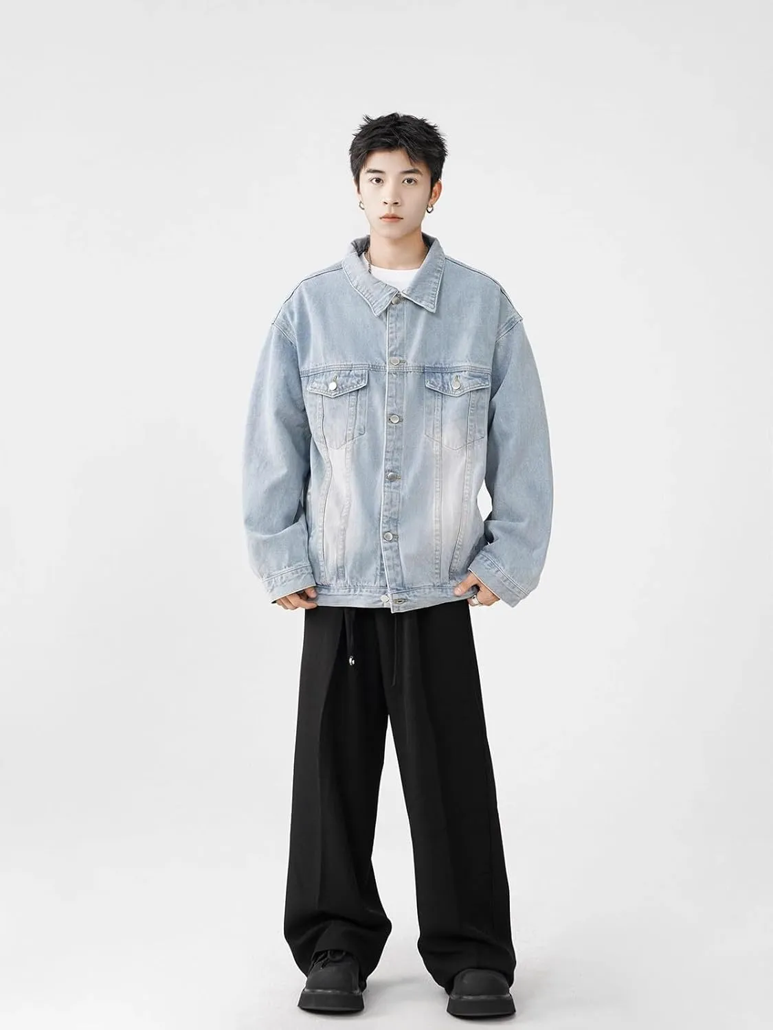 Men's Denim Coat American Retro Workwear Loose Casual Jacket for motorcycle riding