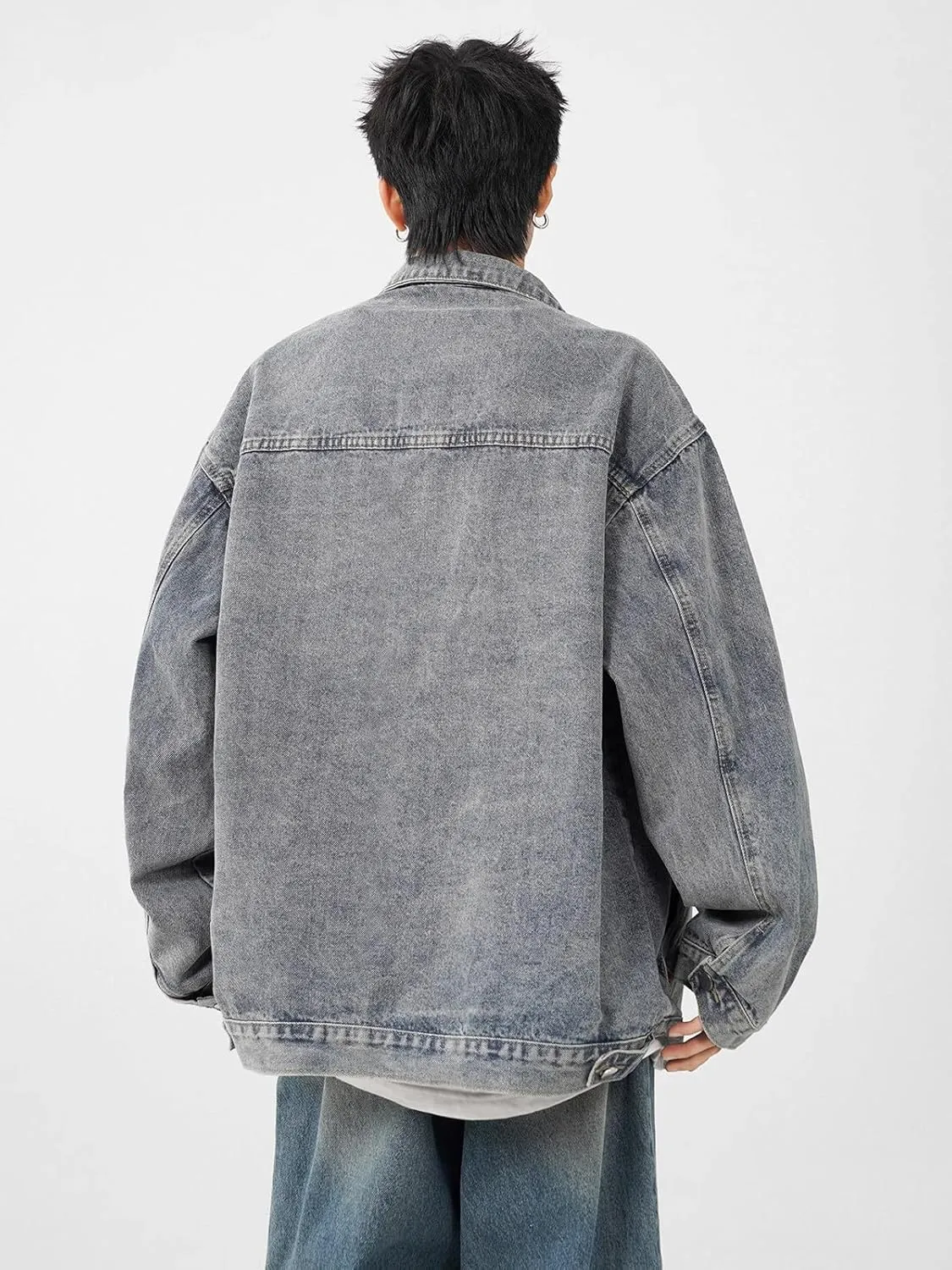 Men's Denim Coat American Retro Workwear Loose Casual Jacket for motorcycle riding