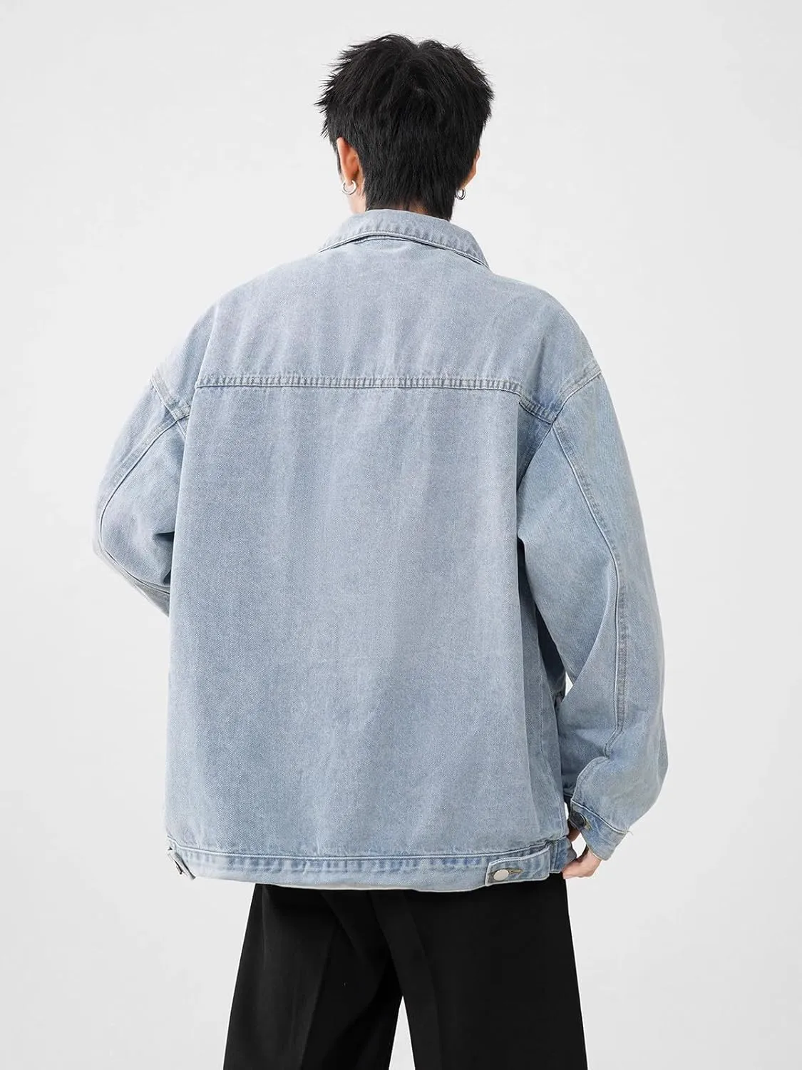 Men's Denim Coat American Retro Workwear Loose Casual Jacket for motorcycle riding