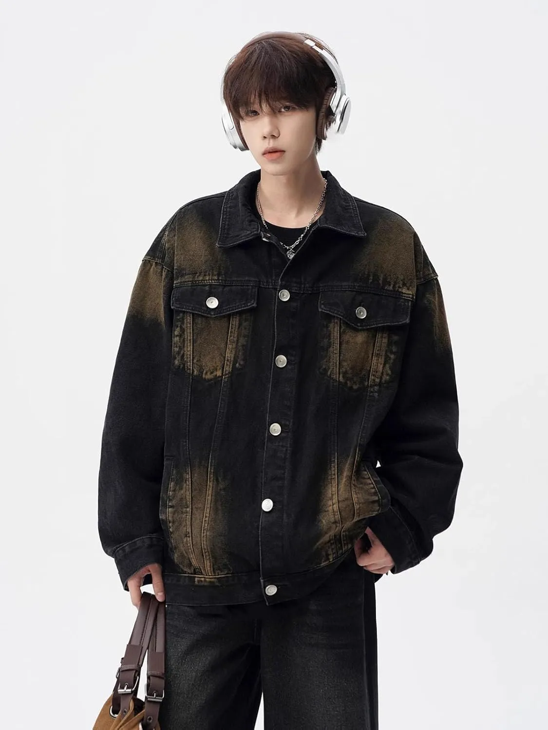 Men's Denim Coat Retro Casual Workwear Lapel Jacket for Men for motorcycle riding for motorcycle riding