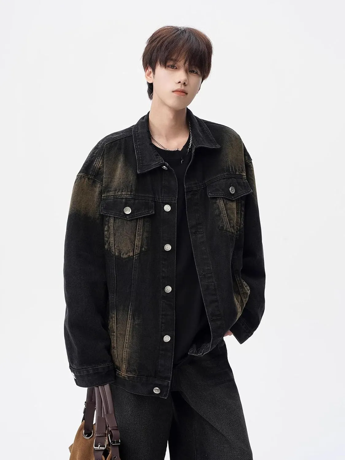 Men's Denim Coat Retro Casual Workwear Lapel Jacket for Men for motorcycle riding for motorcycle riding