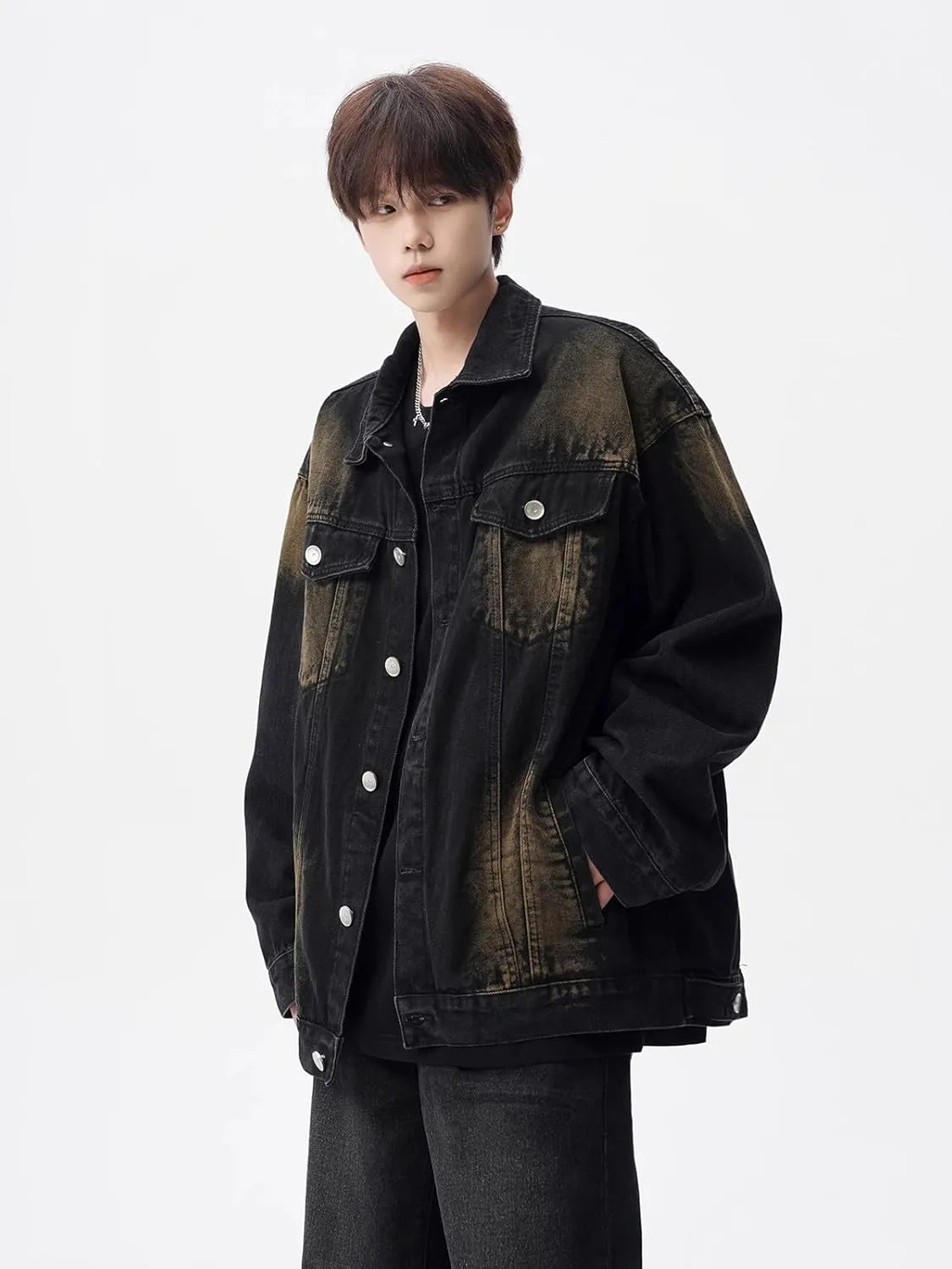 Men's Denim Coat Retro Casual Workwear Lapel Jacket for Men for motorcycle riding for motorcycle riding