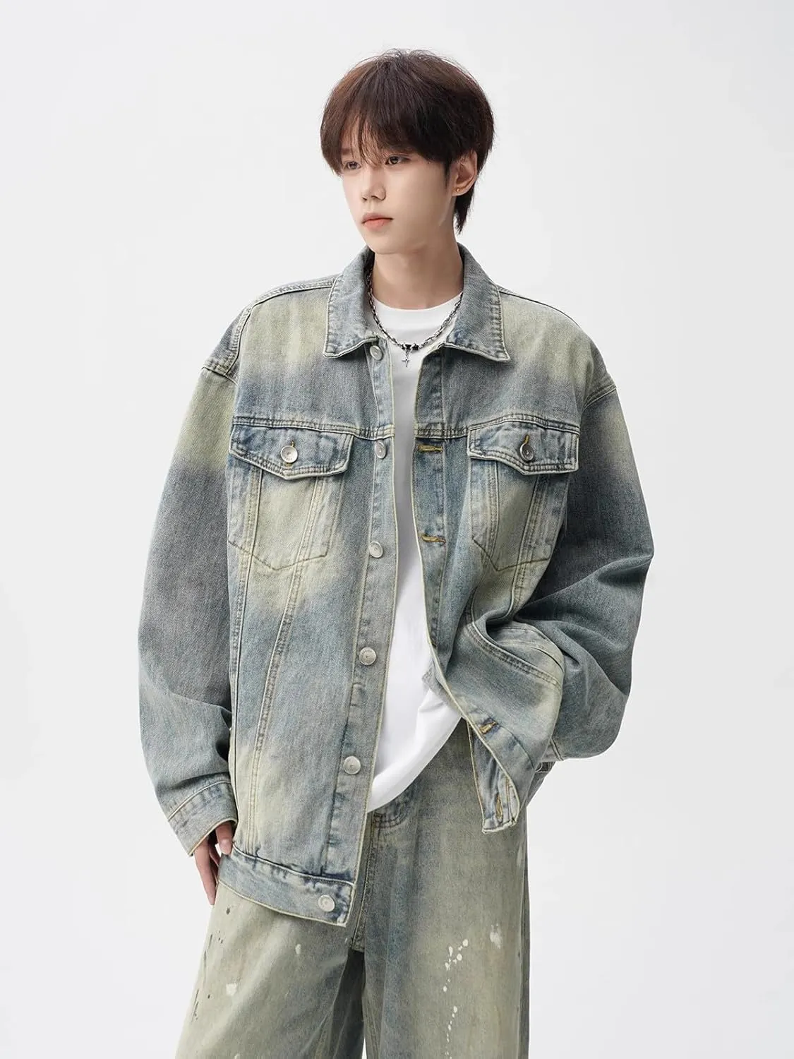 Men's Denim Coat Retro Casual Workwear Lapel Jacket for Men for motorcycle riding for motorcycle riding