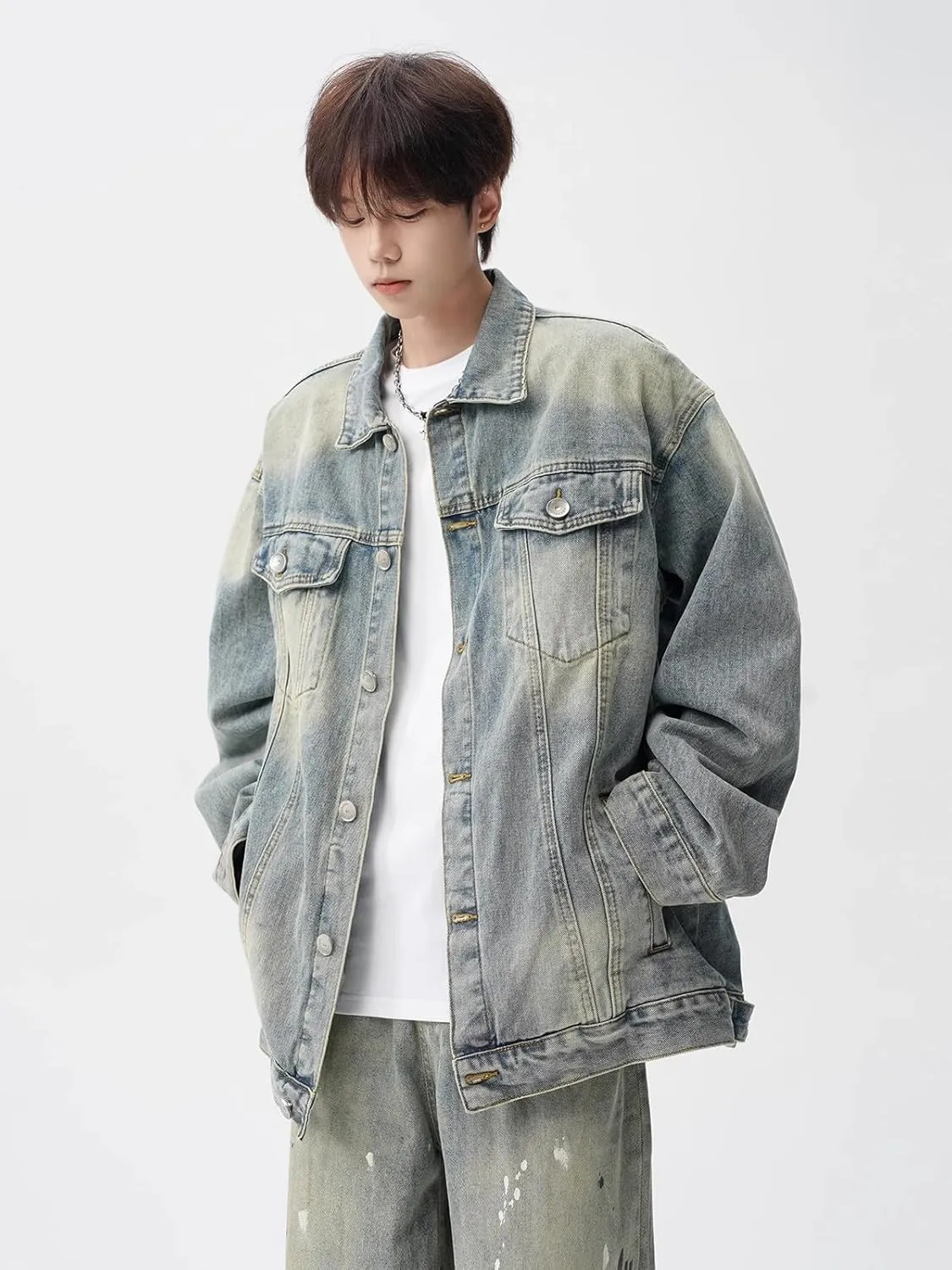 Men's Denim Coat Retro Casual Workwear Lapel Jacket for Men for motorcycle riding for motorcycle riding
