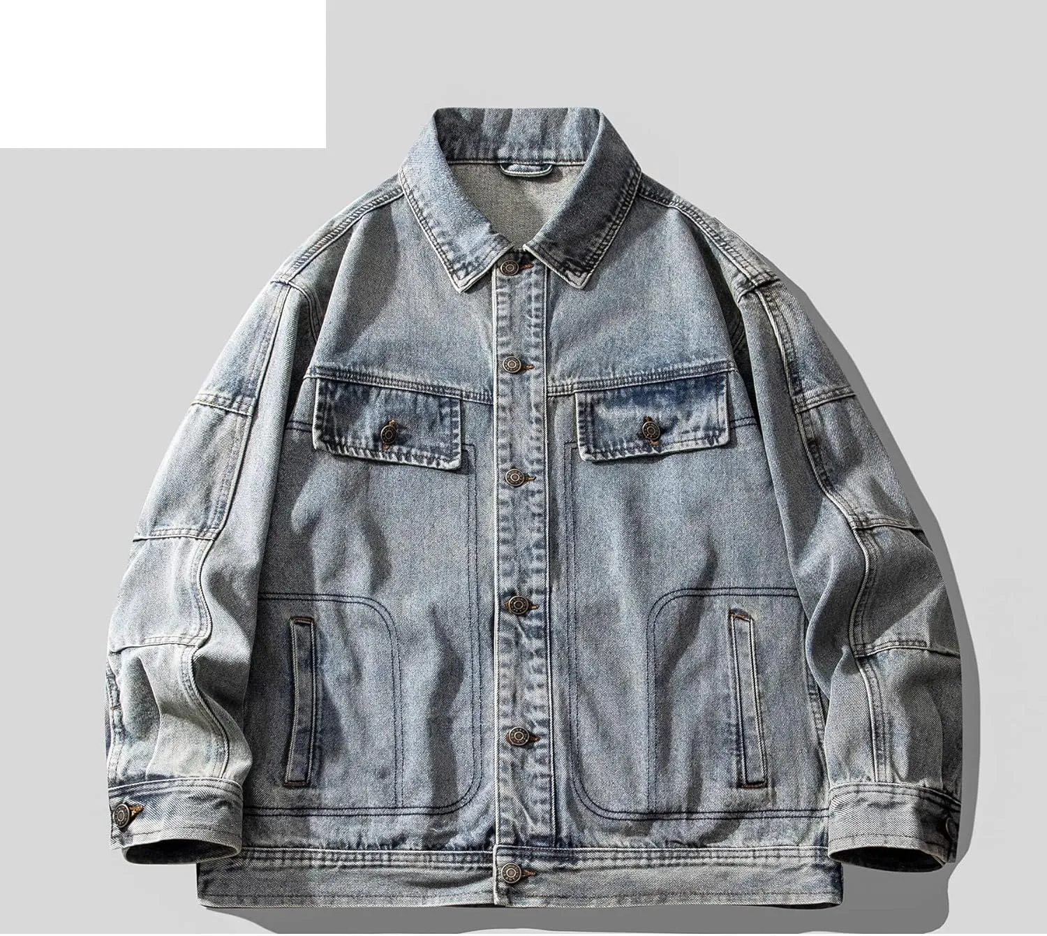 Men's Denim Jacket Retro American Coat for Men Workwear