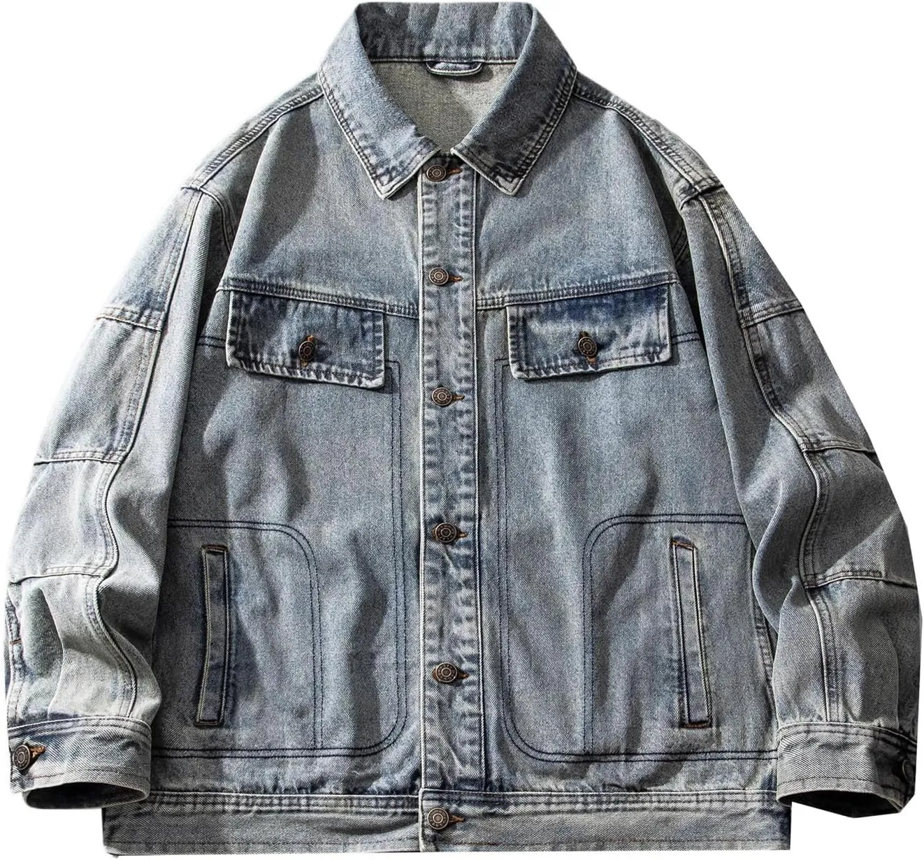 Men's Denim Jacket Retro American Coat for Men Workwear