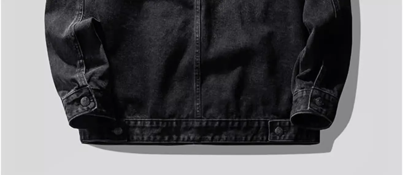 Men's Denim Jacket Retro Patchwork Workwear American Loose Casual Coat