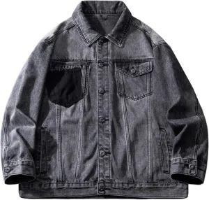 Men's Denim Jacket Retro Spring Autumn American Casual Coat for Men