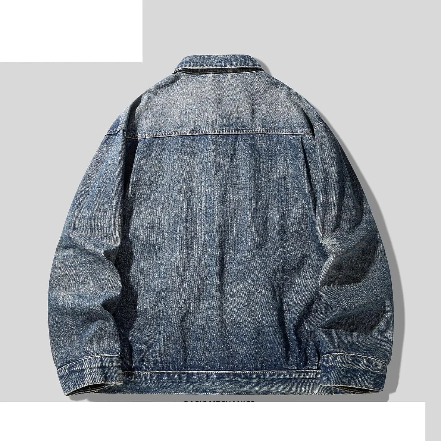 Men's Denim Jacket Retro Workwear Spring Loose American Casual Coat for Men
