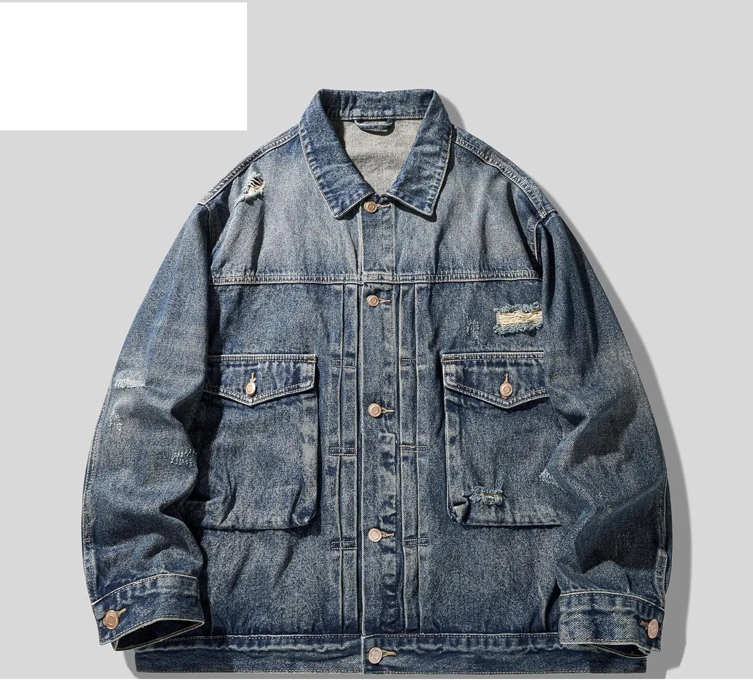 Men's Denim Jacket Retro Workwear Spring Loose American Casual Coat for Men