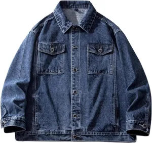 Men's Denim Jacket Spring Autumn Coat for Men Retro Workwear