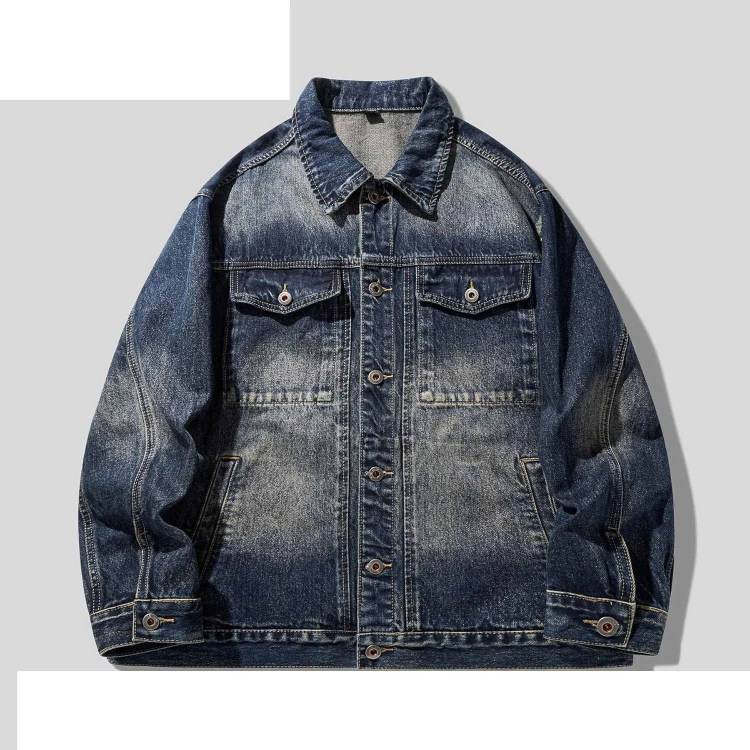 Men's Denim Jacket Spring Autumn Loose American Workwear