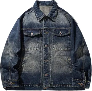 Men's Denim Jacket Spring Autumn Loose American Workwear