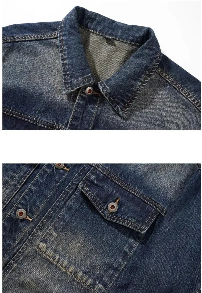 Men's Denim Jacket Spring Autumn Loose American Workwear