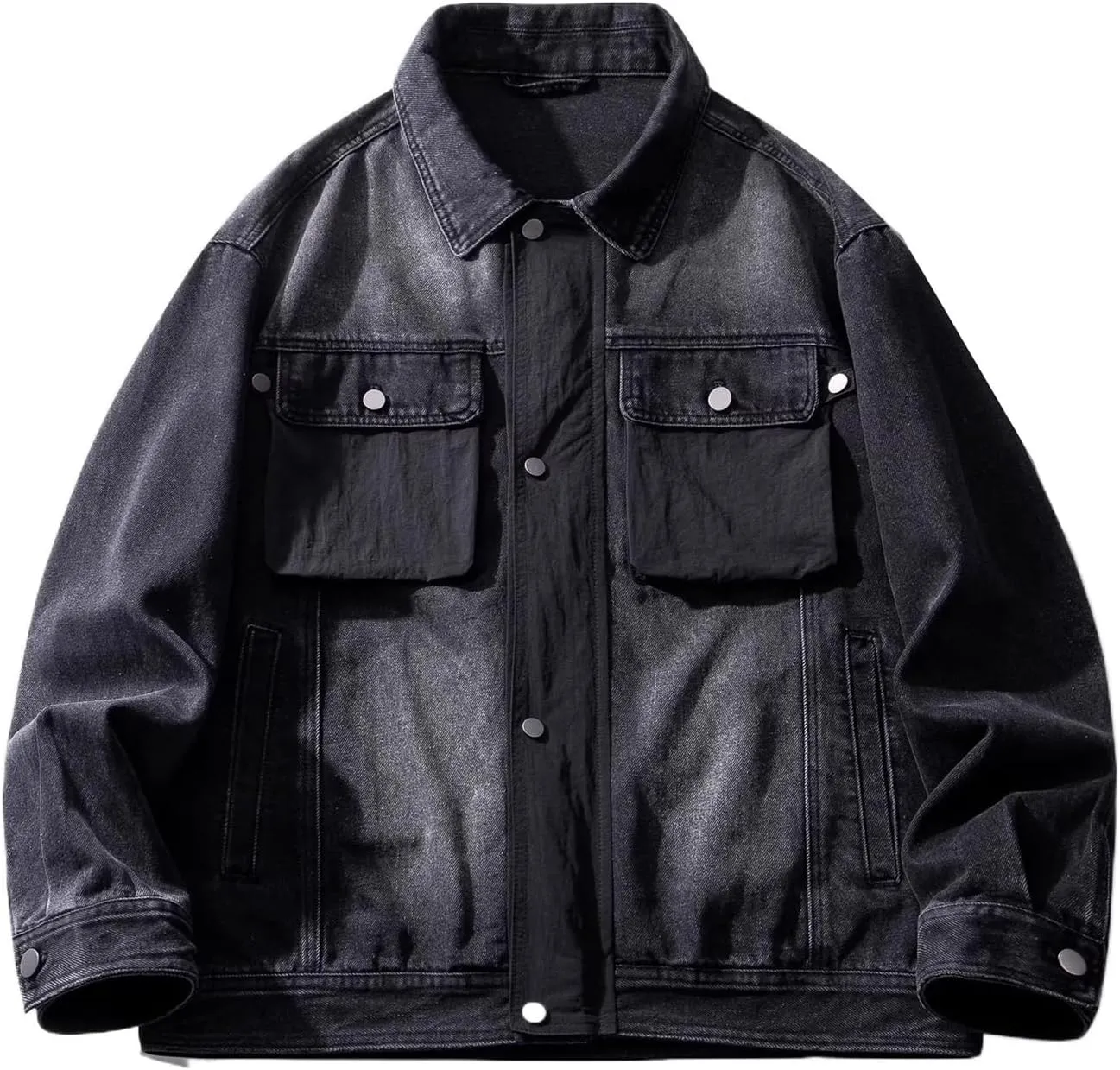 Men's Denim Jacket Spring Autumn Pocket American Retro Workwear Coat