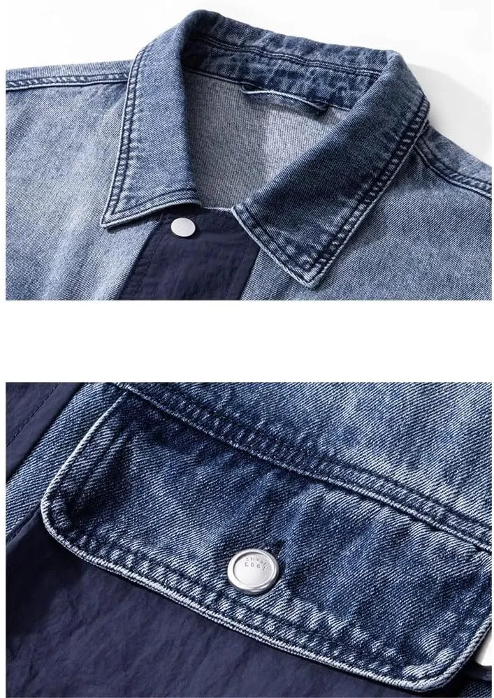 Men's Denim Jacket Spring Autumn Pocket American Retro Workwear Coat