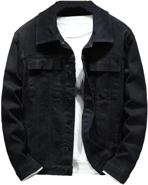 Men's Denim Jacket Stretch Slim Fit Jacket Denim Casual Classic Denim Jacket Button Down Denim Jacket