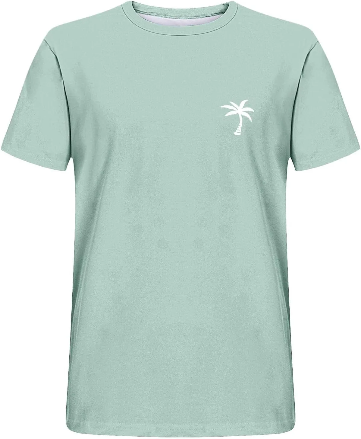 Men's Heavy Weight T-Shirts Casual Crew Neck Oversized Coconut Tree Graphic Tee Tropical Beach Floral Palm Shirts