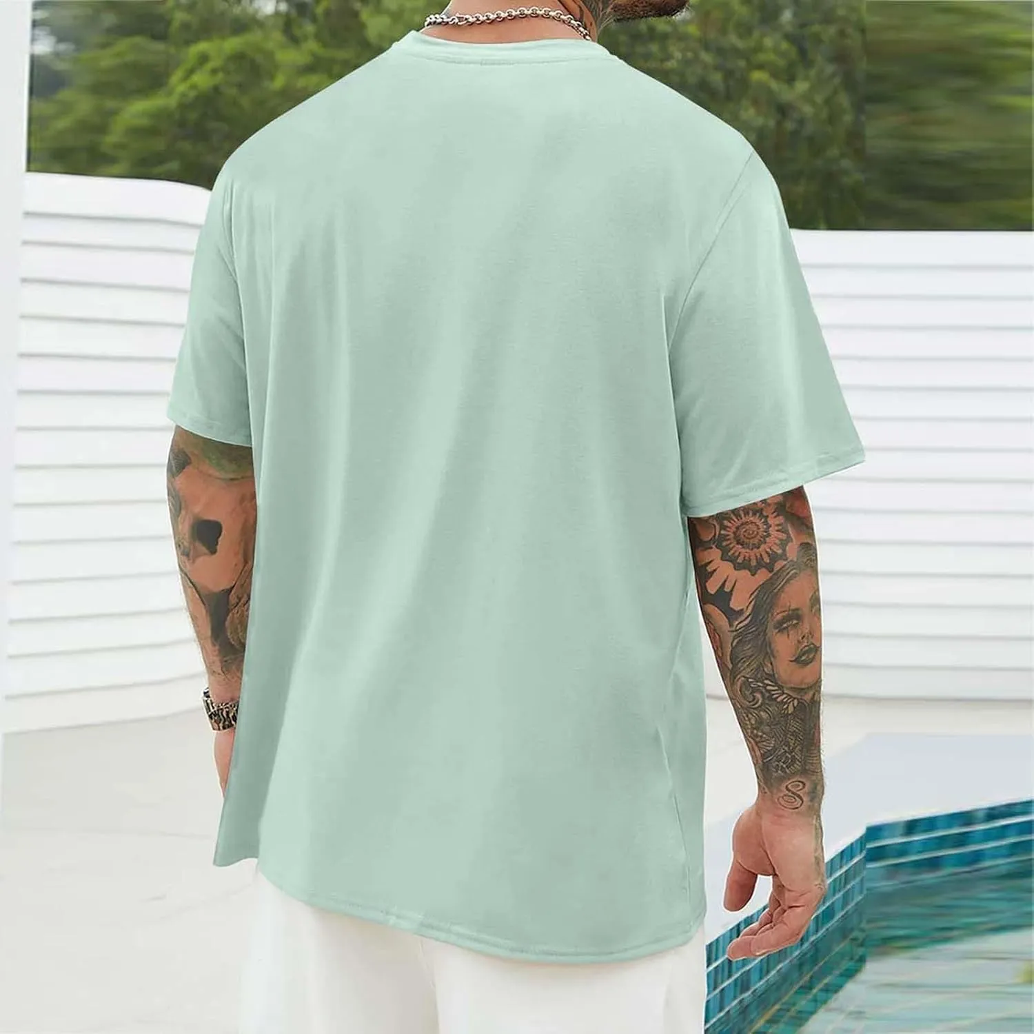 Men's Heavy Weight T-Shirts Casual Crew Neck Oversized Coconut Tree Graphic Tee Tropical Beach Floral Palm Shirts