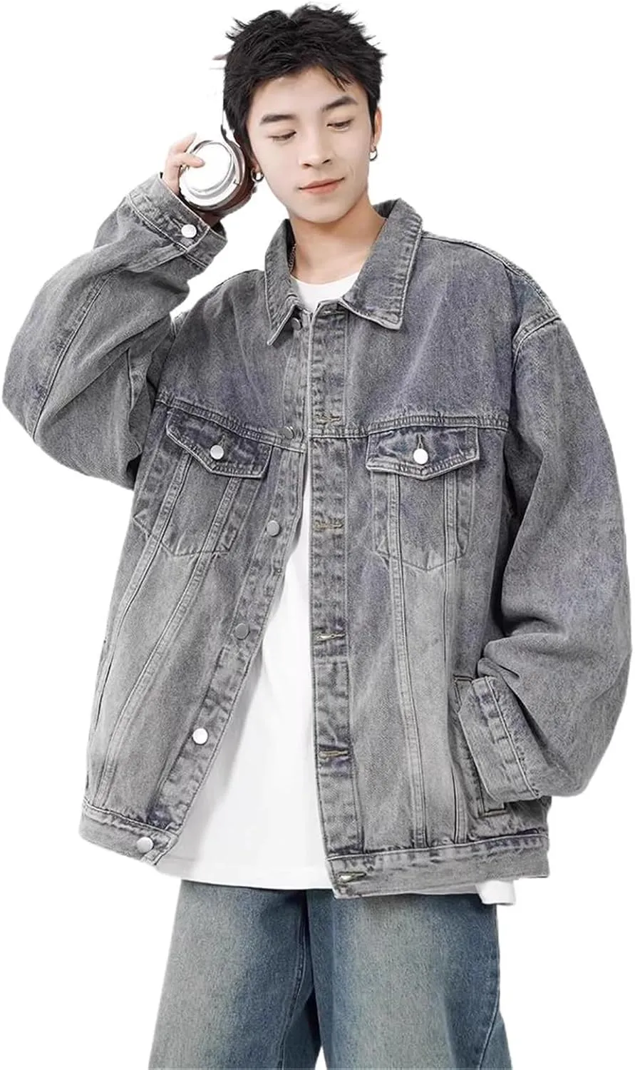 Men's Spring Autumn Retro Workwear Lapel Denim Jacket