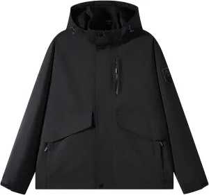 Mens Windproof Jacket Lightweight Hooded Rain Jacket Outdoor Mountain Sport Jacket Shell Jacket Windbreaker Raincoat