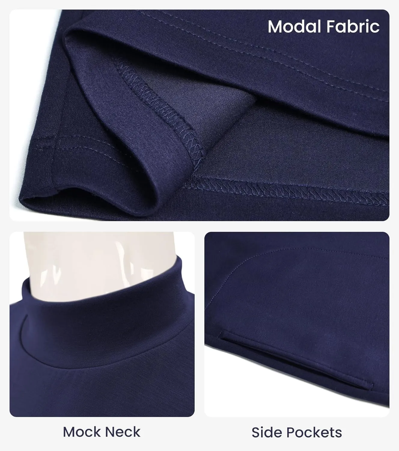 Mock Neck Dress for Women Summer Tank Dress Sleeveless Elegant Mini Dress with Pockets