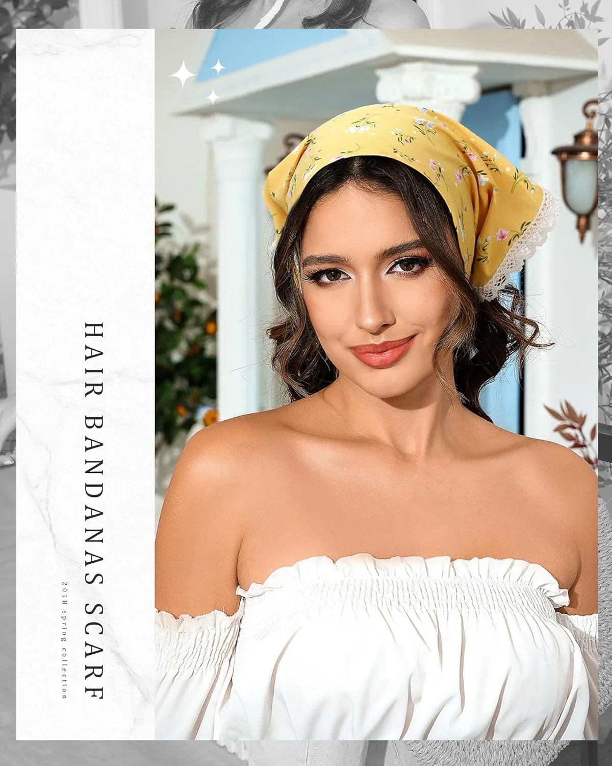 Molans 3Pcs Floral Head Scarf, Chiffon Hair Bandanas Kerchief, Vintage Boho Hair Scarf for Women Girls
