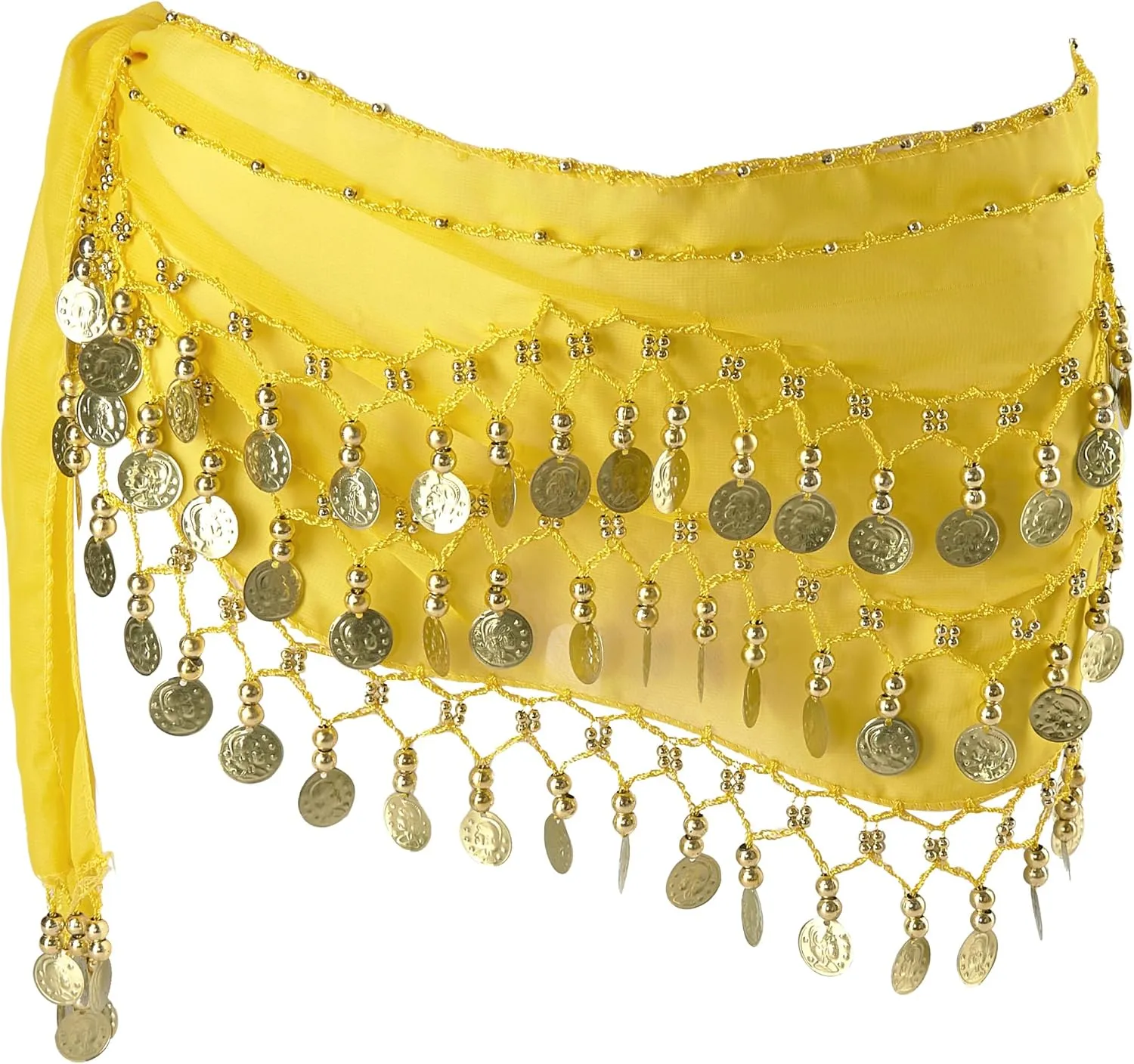MOLFUJ Belly Dance Hip Scarf with 128 Gold Coins, Belly Dancer Belt Scarf Skirt for Women