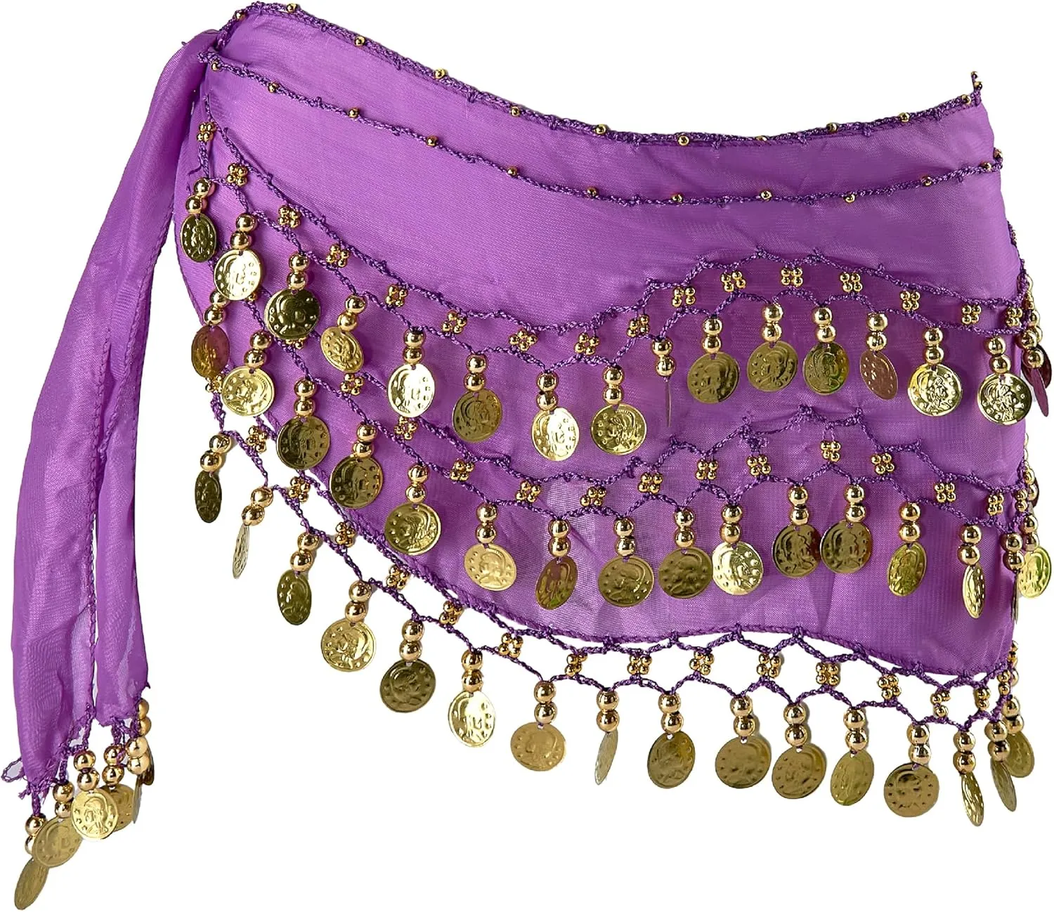 MOLFUJ Belly Dance Hip Scarf with 128 Gold Coins, Belly Dancer Belt Scarf Skirt for Women