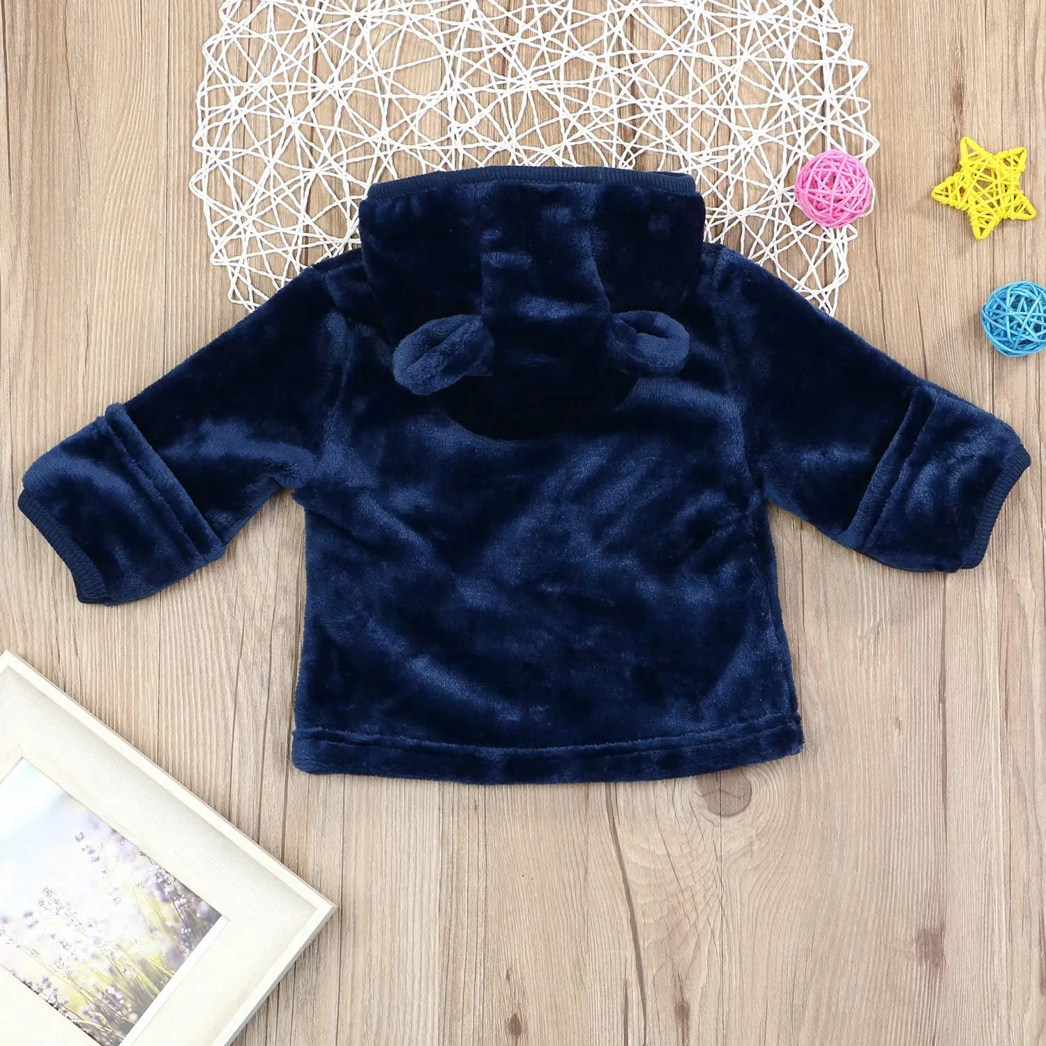 Noubeau Infant Baby Boys Girls Fleece Ears Hat with Lined Hooded Zipper Up Jacket Coat Tops Outwear Overcoat Warm Fall Winte