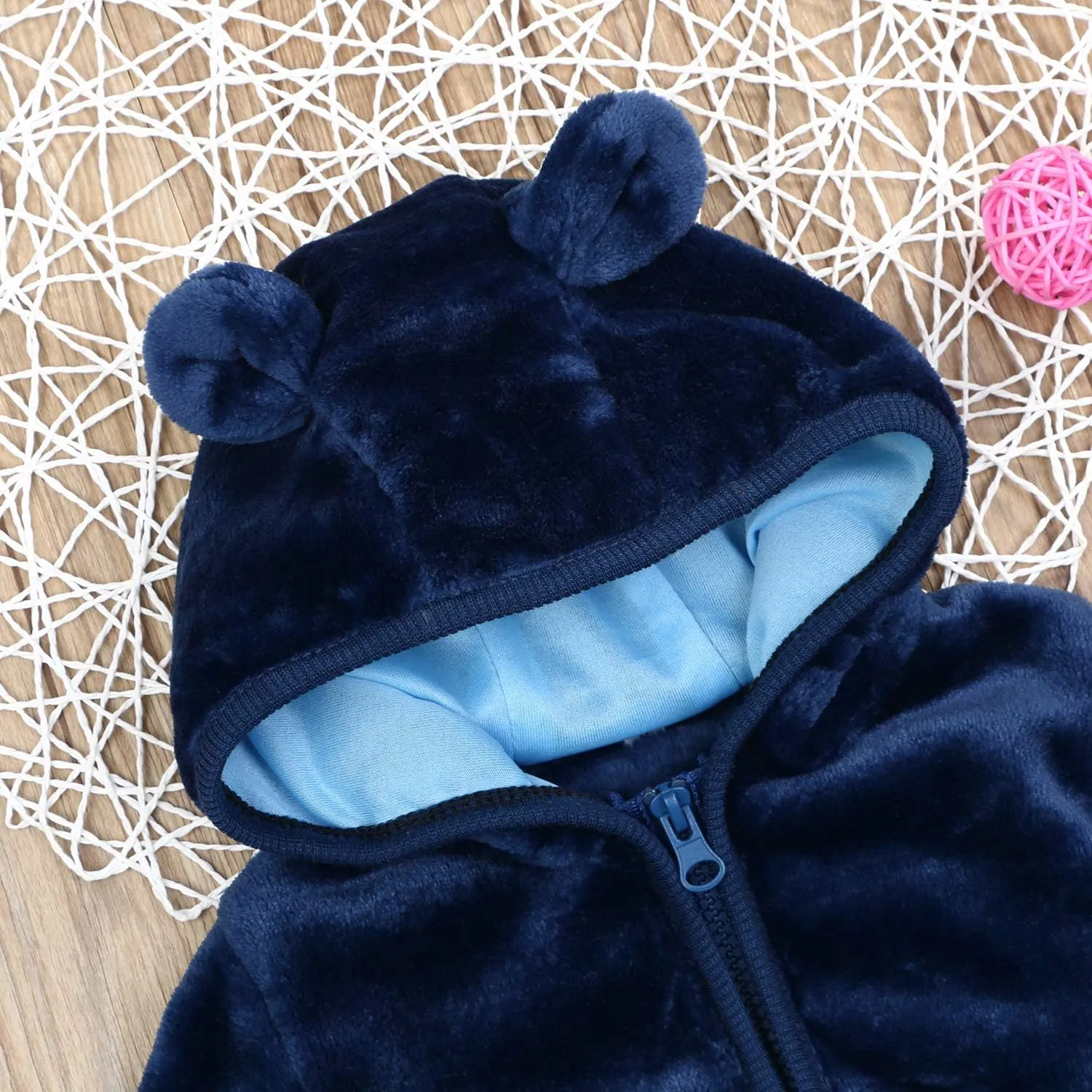 Noubeau Infant Baby Boys Girls Fleece Ears Hat with Lined Hooded Zipper Up Jacket Coat Tops Outwear Overcoat Warm Fall Winte