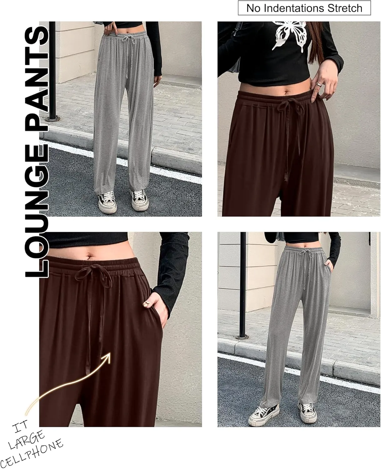 OLIKEME Womens Yoga Pants Loose Comfy Casual Lounge Pants Wide Leg Running Pants Lightweight Workout Pants with Pockets