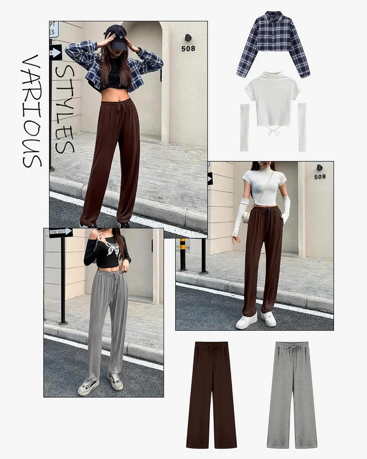 OLIKEME Womens Yoga Pants Loose Comfy Casual Lounge Pants Wide Leg Running Pants Lightweight Workout Pants with Pockets