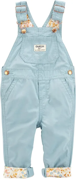 OshKosh B'Gosh Girls World's Best Overalls, Green Floral, 3M
