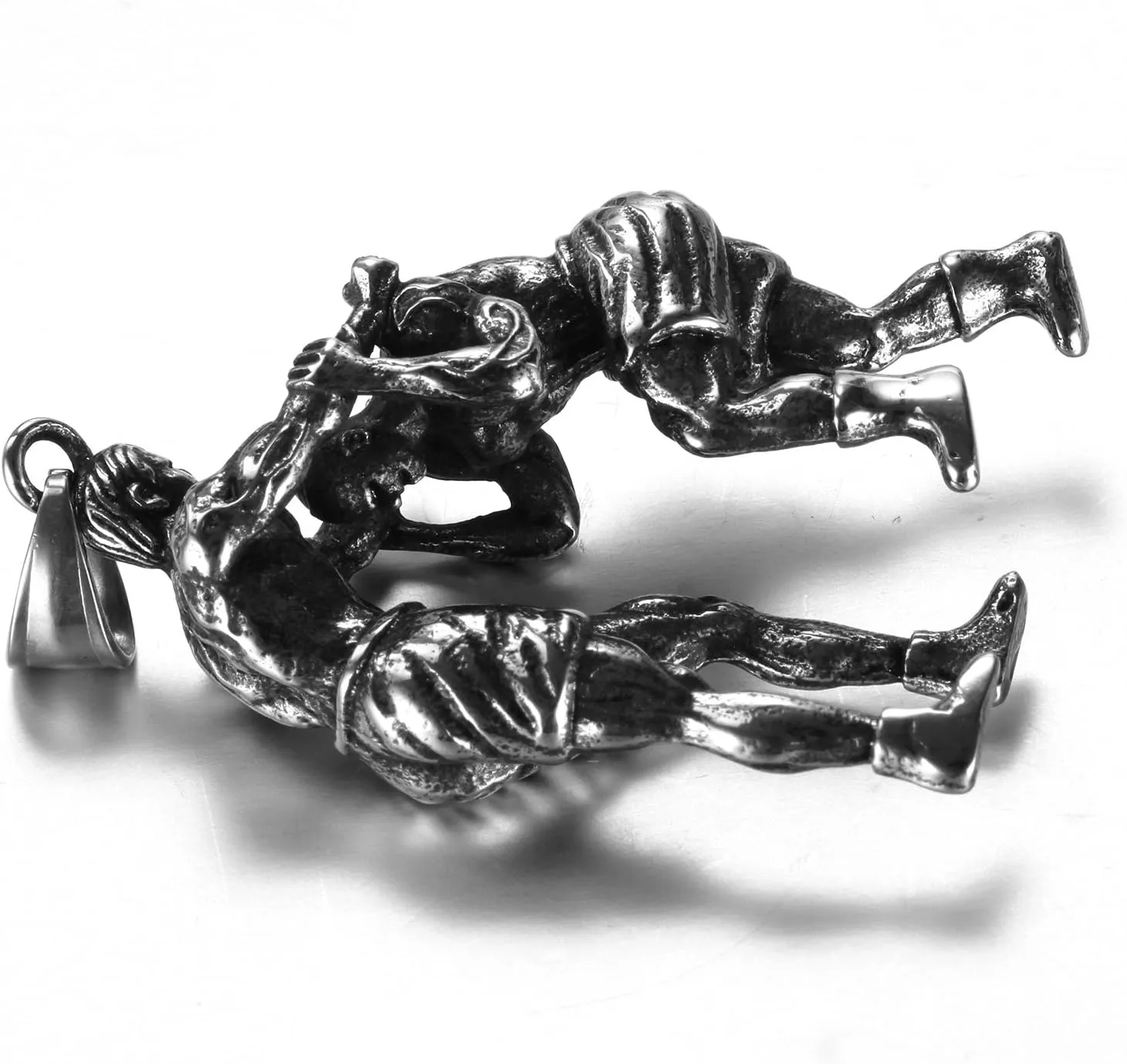PAMTIER Men's Stainless Steel Sports Necklace Wrestling Pendant