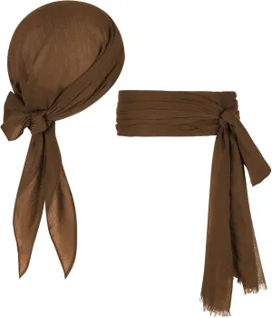 Pirate Costume Halloween Accessories - Head Scarf Hat, Waist Belt, Bandana Headband for Women Men - Renaissance Cosplay