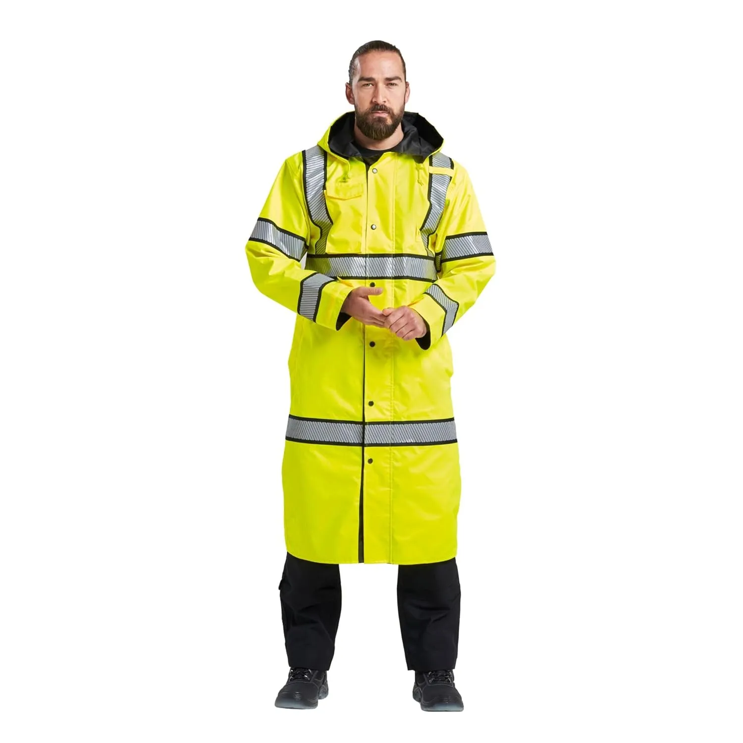 Portwest Hi-Vis Reversible Raincoat - UH447, Yellow/Black, XXL