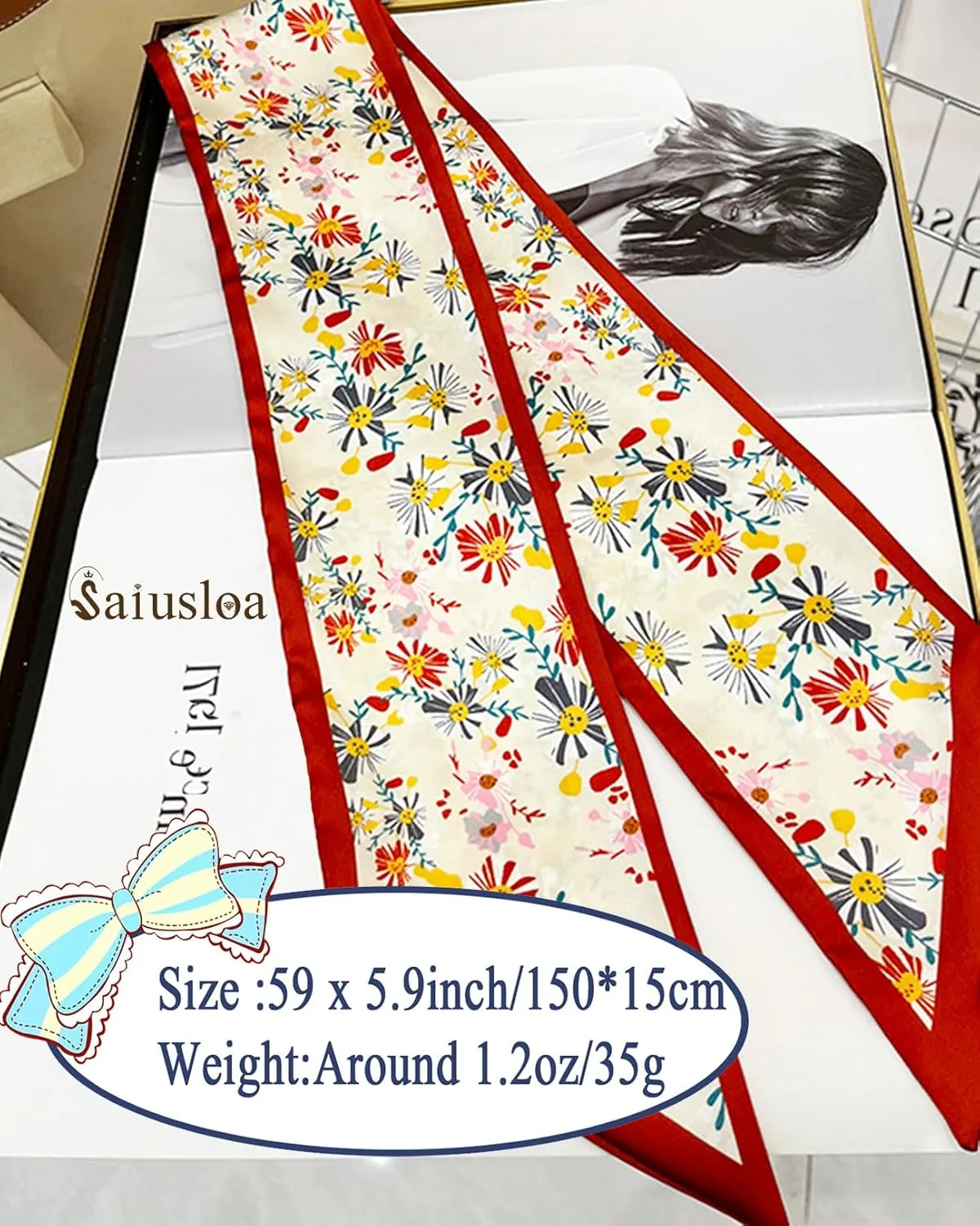 Purse Scarf For Handbags Head Scarves For Women's Hair Bags Scarfs Long Skinny Scarves Fashion Silky Headbands Accessories
