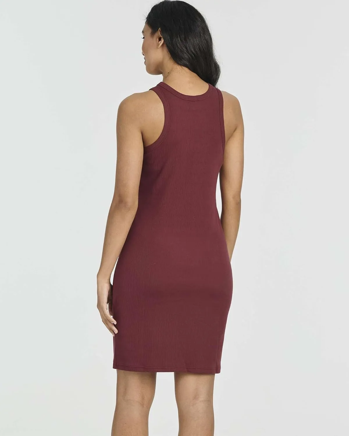 Real Essentials 3 Pack: Women's Mini Ribbed Jersey Tank Sleeveless High Neck Dress