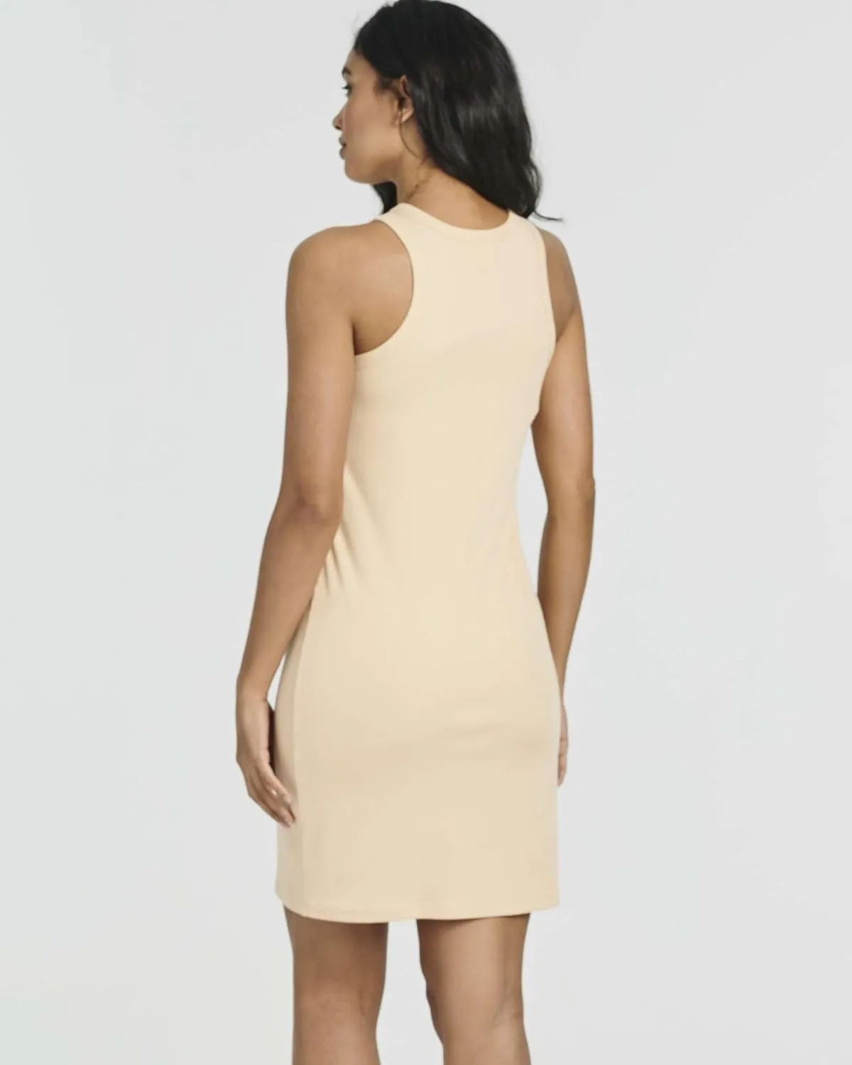 Real Essentials 3 Pack: Women's Mini Ribbed Jersey Tank Sleeveless High Neck Dress