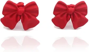 Red Clip On Earrings for Women Red Bow Tie Earrings Non Piercing Jewelry