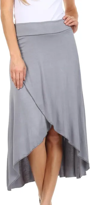 Sakkas Soft Jersey Feel Solid Color Strapless High Low Dress/Skirt