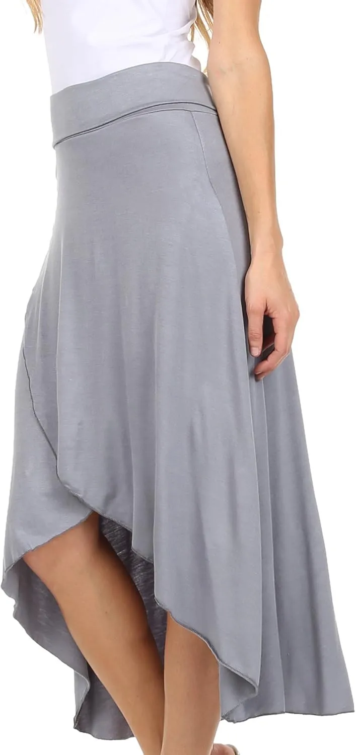 Sakkas Soft Jersey Feel Solid Color Strapless High Low Dress/Skirt