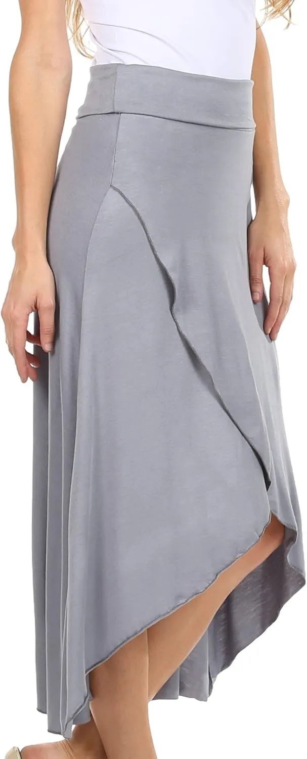 Sakkas Soft Jersey Feel Solid Color Strapless High Low Dress/Skirt