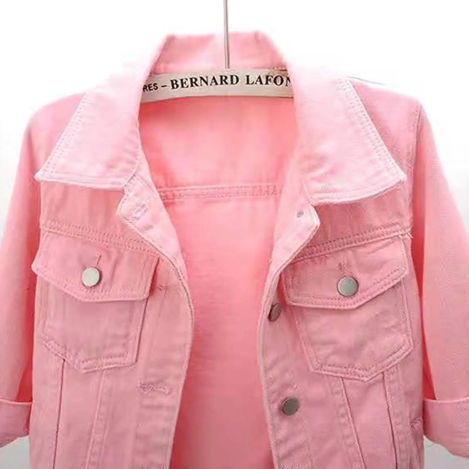 Short Sleeve Denim Jacket for Women Cropped Jean Jacket 3/4 Sleeve Short Jackets Button Down Crop Trucker Jean Coats