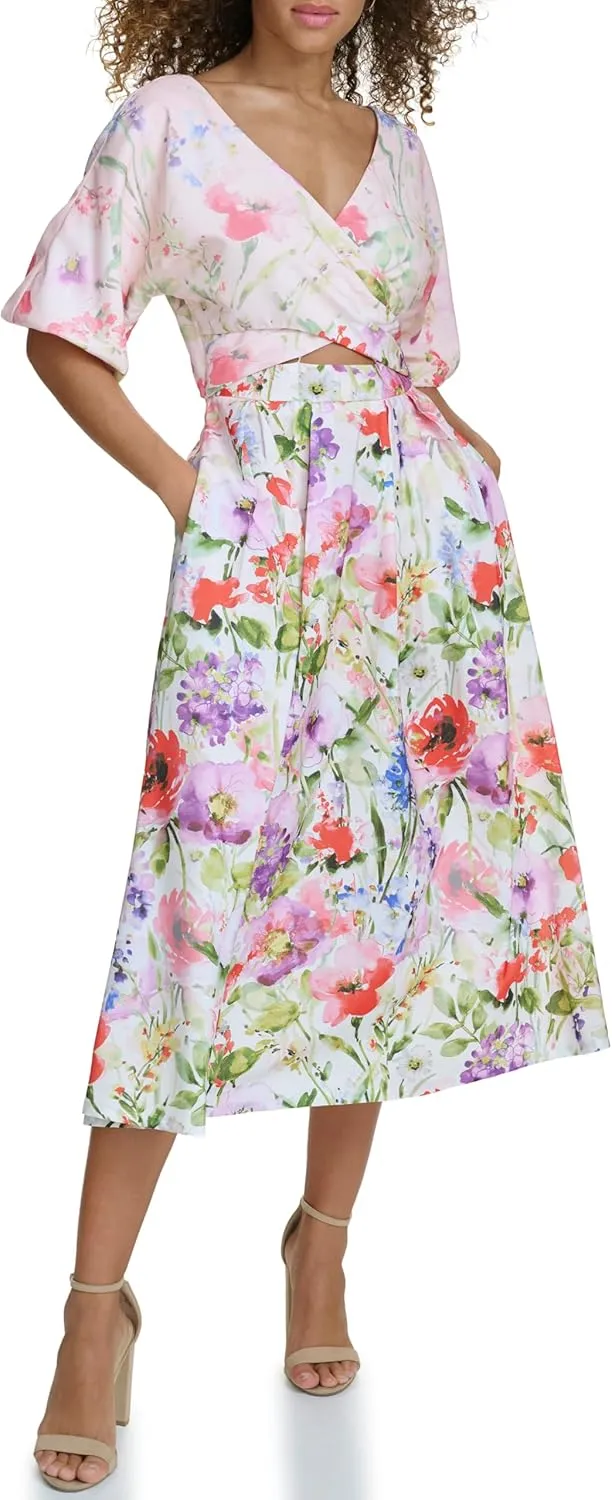 Siena Women's Floral Printed Fit and Flare Dress