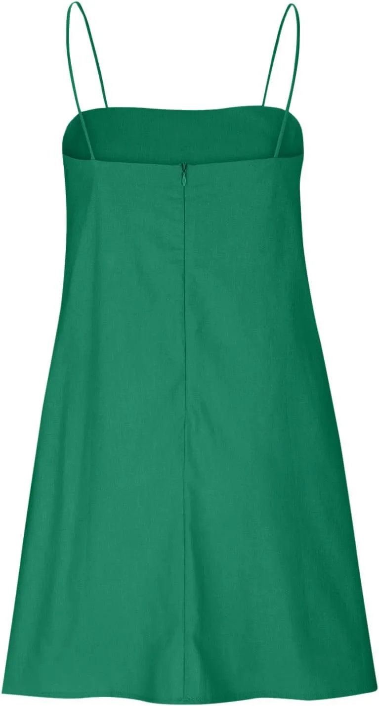 Sleeveless Slip Off Shoulder for Women Fall Summer Linen Mini Short Loose Fit Plain Dresses Women 2025 Trendy Y2K