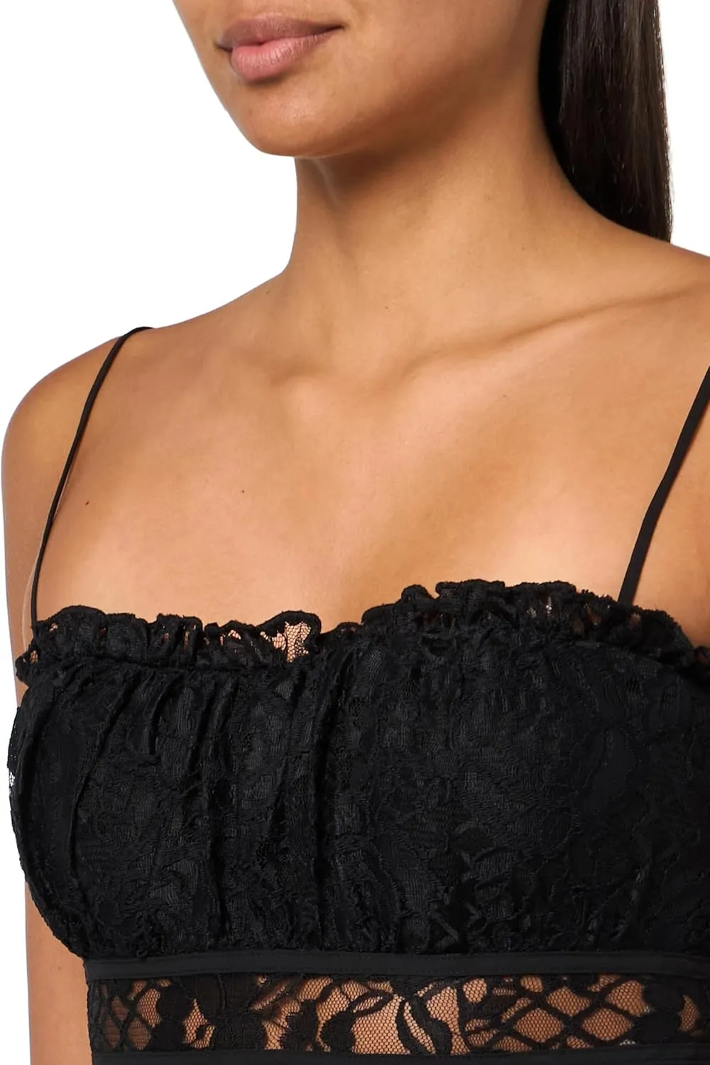 Speechless Women's Sleeveless Black Lace Party Slip Dress