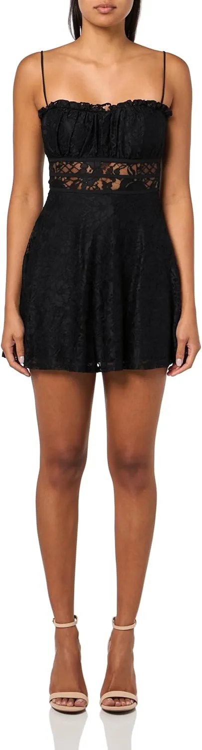 Speechless Women's Sleeveless Black Lace Party Slip Dress