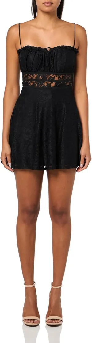 Speechless Women's Sleeveless Black Lace Party Slip Dress